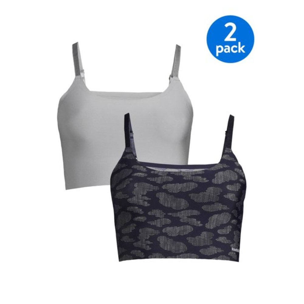 Reebok Sports Bra Stay-Put Bonded Stretch Longline Bralette Size M 2 Pk Active - Picture 2 of 4